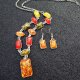 Two-piece Set Of Imitation Amber Explosion Earrings And Necklace