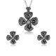 Retro Style Four-leaf Clover Necklace Earrings Jewelry Set