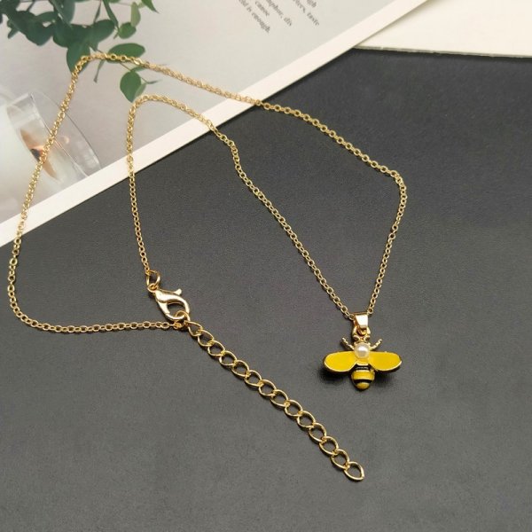 Cute Fashion Yellow Bee Necklace Jewelry